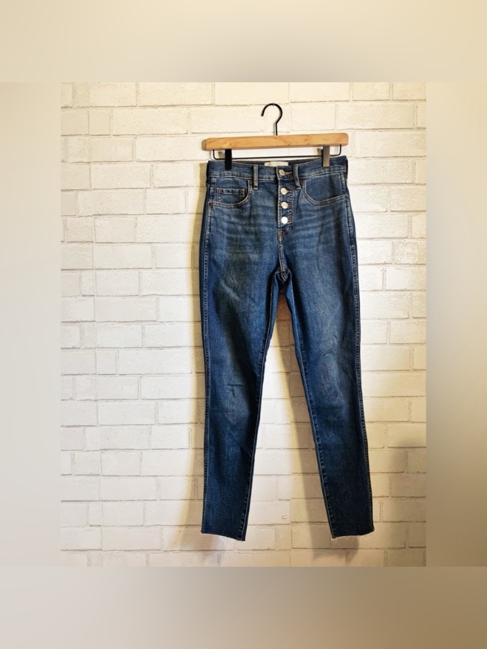 Everlane The Vintage Skinny Jean High Rise Indigo Button Fly 26 Ankle